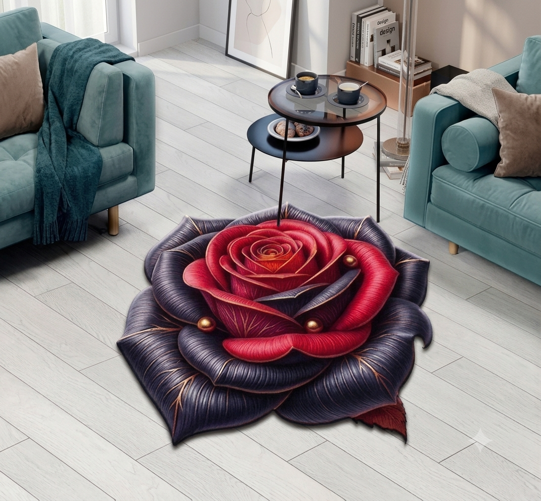 ๐น Red Rose 3D Decorative Floor Carpet