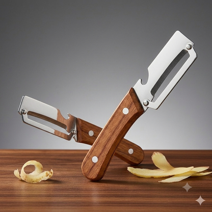 2-in-1 Wooden Kitchen Peeler | Fruit & Vegetable Peeler | Pack of 2